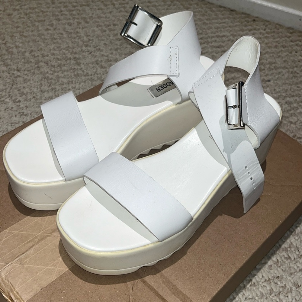 White Steve Madden sandals